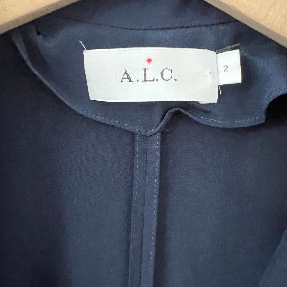 A.L.C. Navy Blue Silk Long Dolman Sleeve Jumpsuit Size 2 EUC - Picture 3 of 8